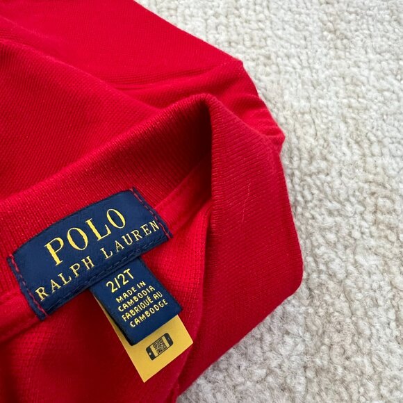 Polo Ralph Lauren Boys Toddler Red Cotton Short Sleeve Polo Shirt Top 2/2T - Picture 2 of 9